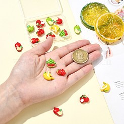 18個6スタイル亜鉛合金ペンダント  焼き付け塗料  果物  混合図形  12~14.5x12~15.5x5mm  穴：1.2mm  3個/スタイル&nbsp;FIND-CJ0005-22