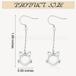 Anti-Tarnish Women Cat Stud Earrings Simple Long Dangle Earrings Cute Pet Kitten Cat Face Earrings Rhodium Plated Sterling Silver Earrings Stud Jewelry Gift for Lovers Women Birthday Christmas&nbsp;JE1072A