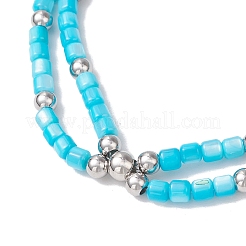 3Pcs 3 Colors Natural Freshwater Shell Beads Double Layered Stretch Bracelets for Women&nbsp;BJEW-JB12124