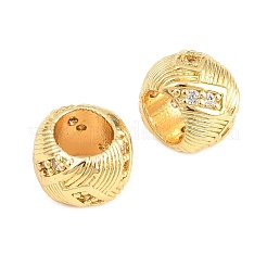 Barrel Brass Micro Pave Cubic Zirconia European Beads&nbsp;KK-B186-22G