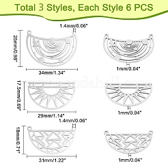 18Pcs 3 Style 201 Stainless Steel Pendants&nbsp;STAS-DC0006-36