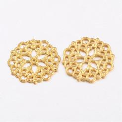 チベットスタイルフィリグリーのジョイナのリンク  カドミウムフリー＆鉛フリー  花  ゴールドカラー  29x1mm  穴：1.2mm&nbsp;TIBE-A11623-G-LF