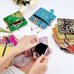 14Pcs 14 Colors Chinese Brocade Tassel Zipper Jewelry Bag Gift Pouch&nbsp;ABAG-NB0001-21