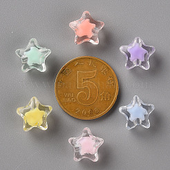 透明なアクリルビーズ  二層ビーズ  多面カット  スター  ミックスカラー  10.5x11x7mm  穴：2mm&nbsp;X-TACR-S152-01A