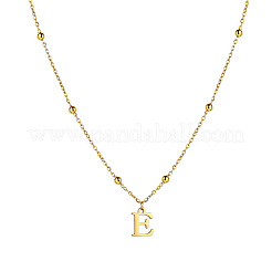 女性用ステンレススチールイニシャルペンダントネックレス  18KGP本金メッキ  文字e  15.75インチ（40cm）&nbsp;FS-WG8123A-16