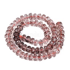 クラックル透明ガラスビーズ連売り  ロンデル  多面カット  サドルブラウン  7.5~8x5~5.5mm  穴：1.2~1.4mm  約66~69個/連  13.78~14.37インチ（35~36.5cm）&nbsp;GLAA-N068-03A-07