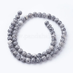 Natural Map Stone/Picasso Stone/Picasso Jasper Beads Strands&nbsp;G-G047-6mm