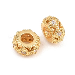 Brass Micro Pave Clear Cubic Zirconia Beads&nbsp;KK-H292-13G