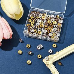 120色真鍮ラインストーンスペーサービーズ2個。  ジュエリークラフト用  グレードA  ストレートフランジ  ゴールデンの金属色  ロンデル  ライトアメジスト  8x3.8mm  穴：1.5mm  60個/カラー&nbsp;RB-FS0001-05A