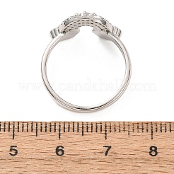 女性用真鍮マイクロパヴェキュービックジルコニア指輪  雲と虹  エナメル  ステンレス鋼色  13x16mm  usサイズ7 1/4(17.5mm)&nbsp;RJEW-K261-14P