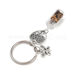 7Pcs 7 Styles Glass Bottle with Chakra Gemstone Chip Inside Keychains&nbsp;KEYC-JKC01393-02
