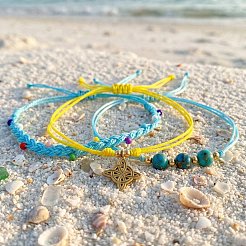 Summer Beach Style Adjustable Synthetic Green Turquoise Imperial Stone Beaded Bracelet Set&nbsp;UQ9789-2