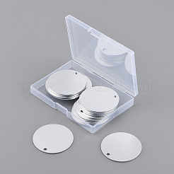 アルミペンダント  レーザーカットペンダント  フラットラウンド  空白タグのスタンプ  銀  47.5x1.5mm  穴：4mm  20個/箱&nbsp;ALUM-BC0001-46