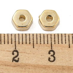 Ccbプラスチックスペーサービーズ  六角  ゴールドカラー  6x2.5mm  穴：1.8mm&nbsp;LS-CCB-L014-17G