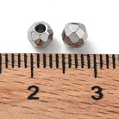 変色しない303ステンレススチールビーズ  ダイヤモンドカット  ラウンド  ステンレス鋼色  4x3.5mm  穴：1.5mm&nbsp;STAS-Q302-13B-P