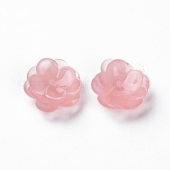 プラスチックビーズ  花  ライトコーラル  13x13x5.5~6.5mm  穴：1~1.4mm&nbsp;KY-N015-70-02