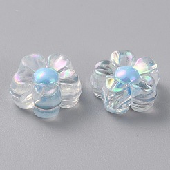 透明なアクリルビーズ  花  ライトスカイブルー  12x12.5x6mm  穴：2.8mm  約940個/500g  500 G /袋&nbsp;OACR-WH0032-13E