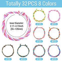 ポリエステル＆スパンデックスコード編みビーズブレスレット32個、8スタイル  ミックスカラー  2-1/8~4-3/4インチ（5.5~12cm）&nbsp;BJEW-TAC0066