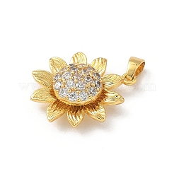Rotatable Brass Micro Pave Clear Cubic Zirconia Pendants&nbsp;KK-F905-23G-02