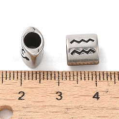星座の楕円形 304 ステンレススチールビーズ  大穴ビーズ  アンティークシルバー  水瓶座  9x9x6mm  穴：4.5mm&nbsp;STAS-E215-05AS-12