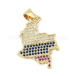Brass Micro Pave Colorful Cubic Zirconia Pendants&nbsp;CU-CBA3C32-03G