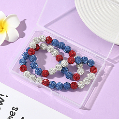 1Pc Polymer Clay Rhinestone Round Beaded Stretch Necklaces&nbsp;NJEW-SP0001-14G