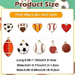 40個10スタイルアロイエナメルペンダント  ライトゴールド  混合図形  ミックスカラー  15~30x13~18x1.5~4mm  穴：1.5~2mm  4個/スタイル&nbsp;ENAM-YW0005-46