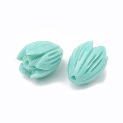 染め加工合成サンゴビーズ  ジャスミンの花  ターコイズ  8~8.5x6.5~7mm  穴：1mm&nbsp;LS-CORA-N002-B-04D