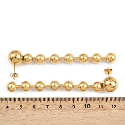 304ステンレススチール製ラウンドタッセルスタッドピアス  ゴールドカラー  85x12mm&nbsp;LS-EJEW-D330-02G