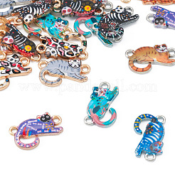 20本2色合金ペンダント  猫の形  ミックスカラー  10x17x2mm  穴：1.6mm  10個/色&nbsp;FIND-TA0004-48