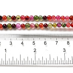 染め加工天然石瑪瑙ビーズ連売り  ラウンド  4mm  穴：0.5mm  約95個/連  14.9インチ&nbsp;G-R262-4mm-1