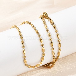 2.5mm 304ステンレススチール製ラウンドオーバルリンクチェーンネックレス  ゴールドカラー  17.95インチ（45.6cm）&nbsp;X-NJEW-M110-01G