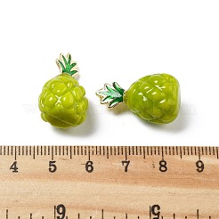 真鍮の手作りランプワークペンダント  フルーツのチャーム  パイナップル  24x14x13mm  穴：1.5x6mm&nbsp;KK-D323-01A-02