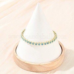 Brass Pave Flat Round Cubic Zirconia Link Chain Bracelets&nbsp;KK-CBA960E-20G