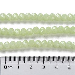 焼き絵用塗料、模造翡翠ガラスビーズの連  ファセットロンデル  淡緑色  6x5mm  穴：1.2mm  約80~85個/連  38~40cm&nbsp;DGLA-A034-J6MM-A21