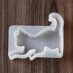 動物キャンドルホルダーシルエットシリコンモールド  キャンドル作り用  猫の形  10.7x12.3x2.7cm&nbsp;LS-SIL-R148-01F