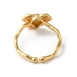 Elephant Brass Micro Pave Cubic Zirconia Cuff Rings&nbsp;RJEW-P088-02G