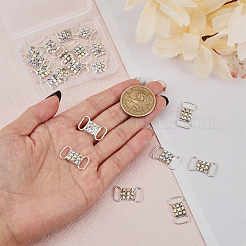 真鍮ラインストーンバックル20個  服飾材料  長方形  クリスタルAB  21~21.5x12x3mm  穴：10x4mm&nbsp;FIND-CA0008-35A