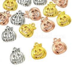 15 個 3 色チベットスタイルハロウィンカボチャジャックオーランタン合金ペンダント  ミックスカラー  18x16x3mm  穴：1.8mm  5個/カラー&nbsp;TIBEP-FS0001-41