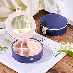 Round PU Leather & Plastic Jewelry Set Storage Box&nbsp;CON-TAC0014-06C