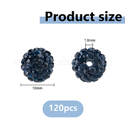 手作りのラインストーン粘土パヴェビーズ  ラウンド  DIYペン作りのジュエリー用品  ジェット  10mm  穴：1.8mm&nbsp;RB-WH0003-11