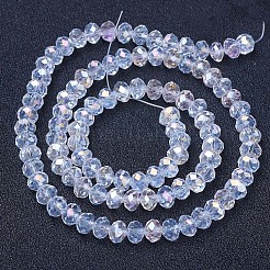 電気メッキガラスビーズセット  ABカラーメッキ  多面カット  ロンデル  クリアAB  6x5mm  穴：1mm  約80~85個/連  38~40cm&nbsp;EGLA-A044-T6mm-B19
