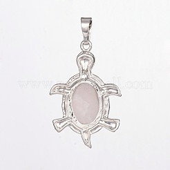 タトゥー宝石のペンダント  真鍮パーツ  カドミウムフリー＆鉛フリー  プラチナ  シアン  33.5x22x7mm  穴：5mm&nbsp;G-D648-04-RS