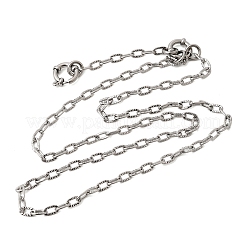 4mm 201ステンレススチールテクスチャアズキチェーンネックレス（ユニセックス）  変色しない  ステンレス鋼色  21.65インチ（55cm）&nbsp;NJEW-K302-10P