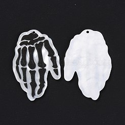 アクリルパーツ  ハロウィン用  スケルトンの手  ブラック  43x29x2mm  穴：1.5mm&nbsp;LS-MACR-M020-03