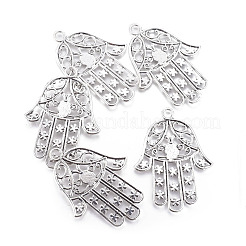 Tibetan Style Alloy Big Hamsa Hand/Hand of Fatima /Hand of Miriam Pendants&nbsp;TIBEP-16901-AS-NR