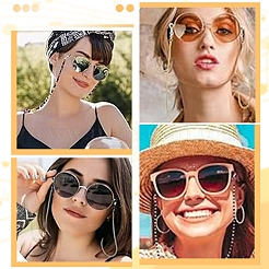 6Pcs ABS Plastic Imitation Pearl & Glass Eyeglasses Chains&nbsp;HJEW-YW00503