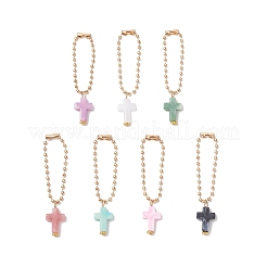 十字架アクリルペンダント装飾  鉄球チェーンを有する  ゴールドカラー  62~63mm&nbsp;HJEW-JM03398-01