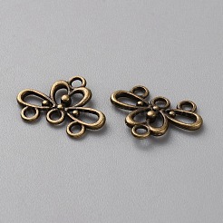 チベット風合金シャンデリアコネクターパーツ  花  アンティークブロンズ  13x18.5x2mm  穴：1.8mm&nbsp;FIND-WH0432-14AB