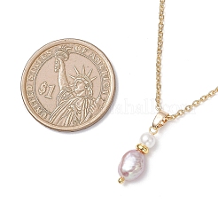 Natural Cultured Freshwater Pearl Potato with Shell Pearl Pendant 304 Stainless Steel Cable Chain Necklaces&nbsp;NJEW-JN05684